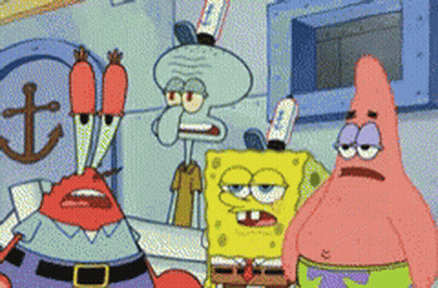 Spongebob Patrick And Squidward Are Standing Next To Each Other GIF
