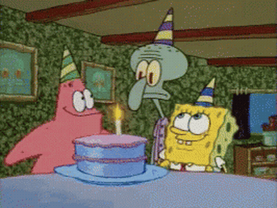 Spongebob Patrick And Squidward Celebrating Birthday GIF