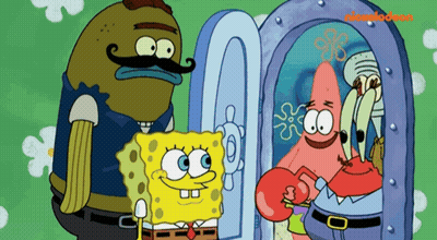 SpongeBob Patrick And Squidward In Front Of Nickelodeon Logo GIF