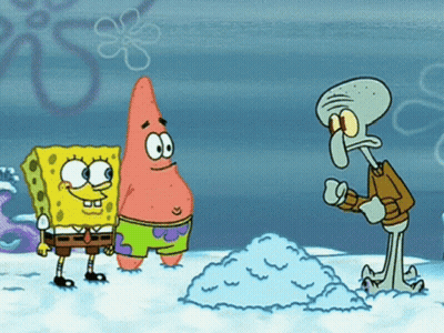 SpongeBob Patrick And Squidward In The Snow GIF
