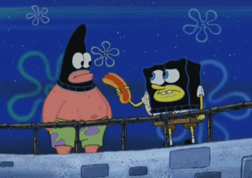 SpongeBob Patrick Hotdog Wearing Ski Mask GIF