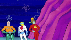 SpongeBob Patrick Squidward Mermaid Man Assemble GIF