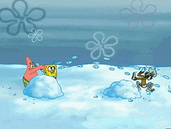 SpongeBob Patrick Squidward Snow Fight GIF