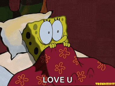 SpongeBob Peeking Under Blanket Love U GIF