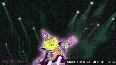 Spongebob Playing Guitar With Wizard Hat GIF