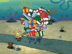 SpongeBob Pushing Gift Cart GIF