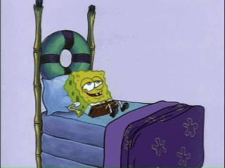 SpongeBob Reading Book In Bed GIF