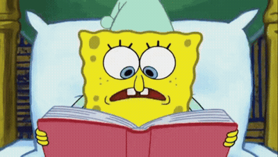 SpongeBob Reading Book In Bed GIF