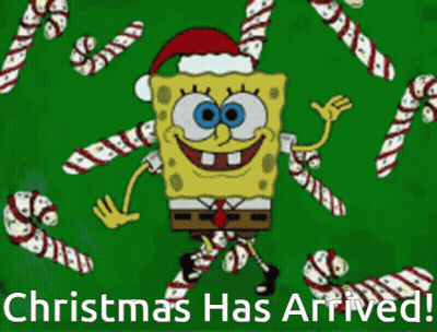Spongebob Santa Hat Christmas Has Arrived GIF