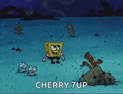 SpongeBob Saying Cherry 7Up In Ocean GIF