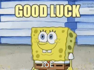 Spongebob Saying Good Luck Joe In Front Of Building GIF