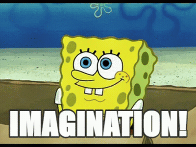SpongeBob Saying Imagination On Beach GIF