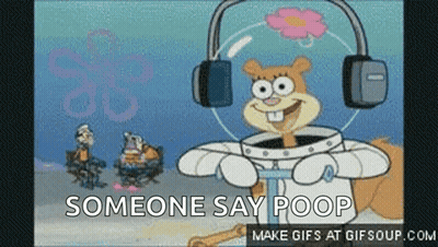 SpongeBob Saying Someone Say Poop While Wearing Headphones GIF