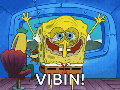 SpongeBob Saying Vibin In Front Of Window GIF