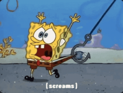 SpongeBob Screaming With Hook GIF
