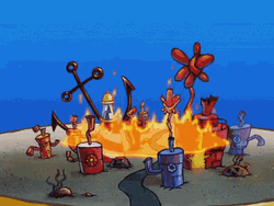 Spongebob Set The Town On Fire GIF