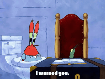 SpongeBob Sitting In Chair Saying I Warned You GIF