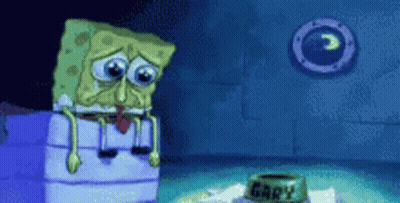 SpongeBob Sitting In Front Of Bowl Saying Gary GIF