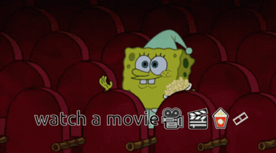 SpongeBob Sitting In Theater Eating Popcorn GIF