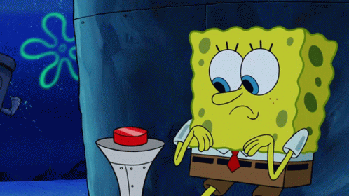 SpongeBob Sitting Next To Red Button GIF