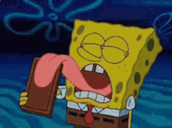 Spongebob Squarepants Eyes Closed Licking Chocolate GIF