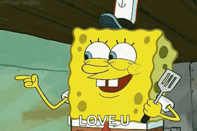 Spongebob Squarepants Holding Spatula Saying I Love U GIF