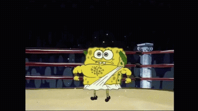 SpongeBob SquarePants In Boxing Ring With Lightning Bolt GIF