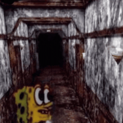 SpongeBob SquarePants In Dark Hallway GIF