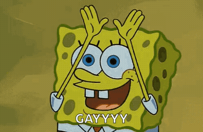 Spongebob Squarepants In Rainbow Hat Raising Arms GIF