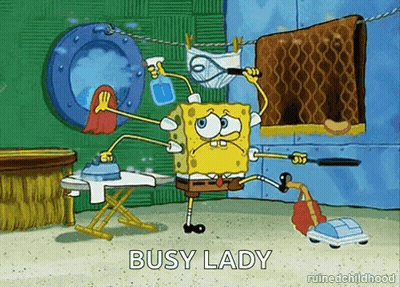 SpongeBob SquarePants Ironing And Vacuuming GIF