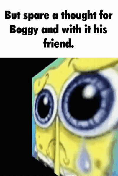 Spongebob Squarepants Is Crying And Has A Thought For Boggy And His Friend . GIF