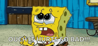 Spongebob Squarepants Is Crying And Saying `` Ouch It Hurts So Bad !! '' GIF