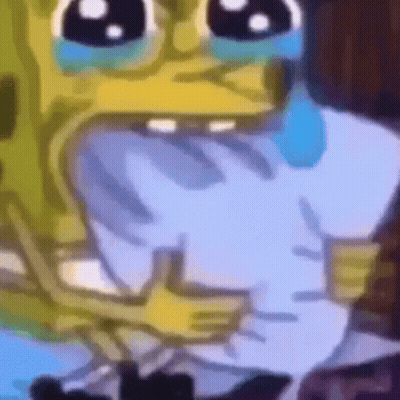 Spongebob Squarepants Is Crying With Tears Running Down His Face While Holding A Piece Of Paper . GIF