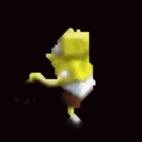 Spongebob Squarepants Is Dancing On A Black Background In A Pixel Art Style . GIF