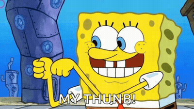 Spongebob Squarepants Is Giving A Thumbs Up And Says My Thumb ! GIF
