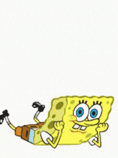 Spongebob Squarepants Is Laying On His Back With His Legs Crossed . GIF