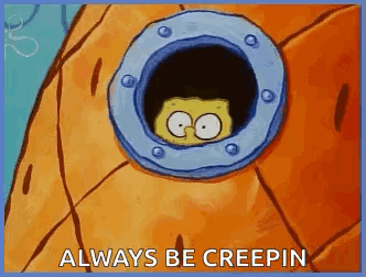 Spongebob Squarepants Is Looking Out Of A Hole In A Spongebob Fish . GIF