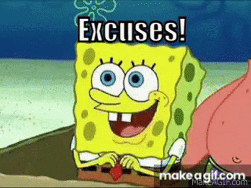Spongebob Squarepants Is Smiling And Saying Excuses While Sitting Next To Patrick Star . GIF