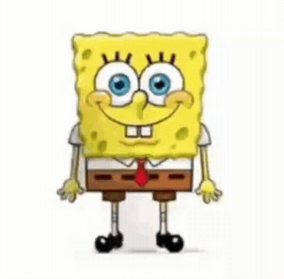 Spongebob Squarepants Is Standing In Front Of A White Wall And Smiling . GIF