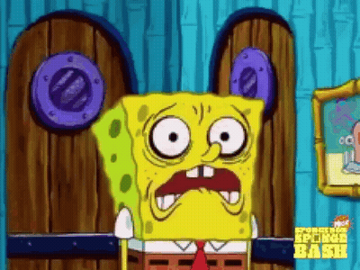 SpongeBob SquarePants Making Funny Face In Front Of Wooden Wall GIF