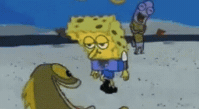 SpongeBob SquarePants On Beach With Fish GIF