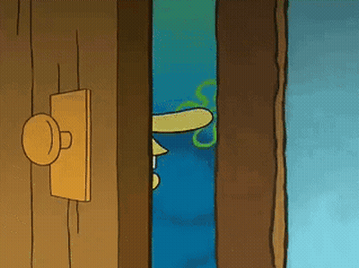 Spongebob Squarepants Peeking Out Of A Door GIF