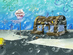SpongeBob SquarePants Running Toward Krusty Krab GIF