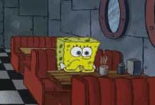 SpongeBob SquarePants Sad Alone In A Restaurant GIF