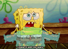 SpongeBob SquarePants Sad Presenting Coat Of Tears GIF