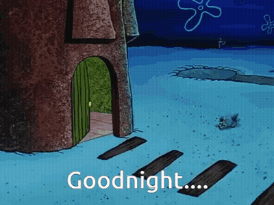 Spongebob Squarepants Says Goodnight In Front Of A House GIF