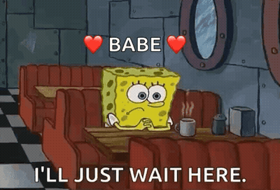 Spongebob Squarepants Sitting At Diner With Coffee And Hearts GIF