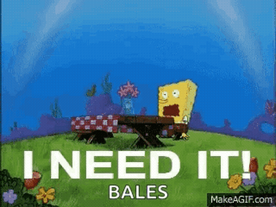 Spongebob Squarepants Sitting At Picnic Table Says I Need It Bales GIF