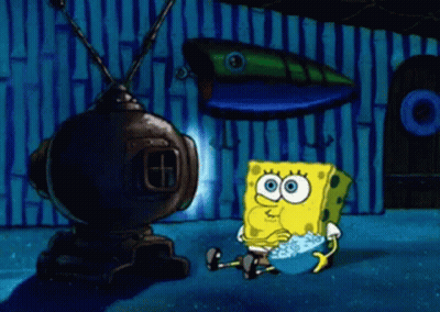 Spongebob Squarepants Sitting In Front Of Television GIF