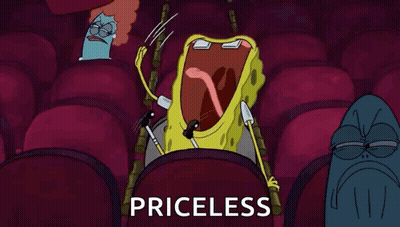 Spongebob Squarepants Sitting In Theater Saying Priceless GIF